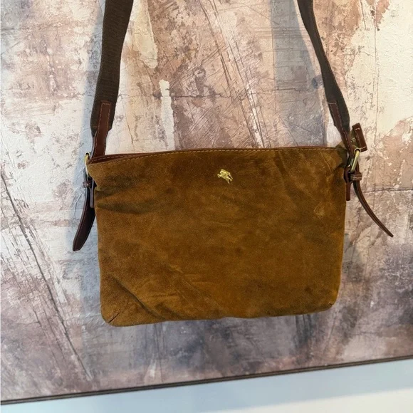 BURBERRY handbag suede purse - brown - vintage - Picture 2 of 16